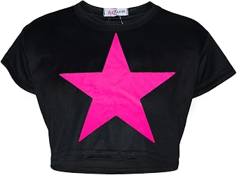 A2Z 4 Kids Girls Short Sleeves Crop Top Star Soft Feel Breathable Comfy Lightweight Summer Activewear Top Age 3-14 Years