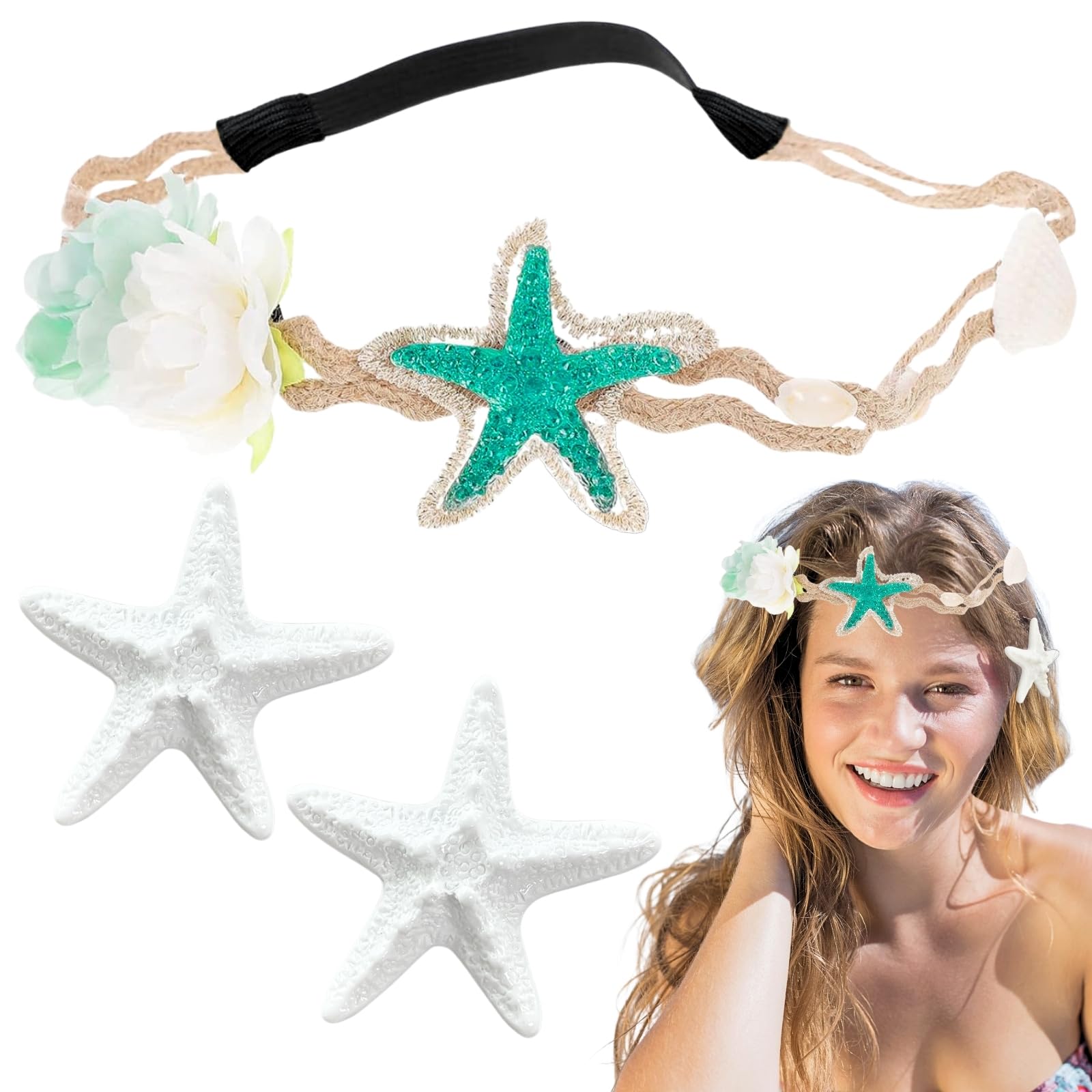 LUFFLOK 3 Pieces Flower Crown Headbands, Multicolour Flower Garland, Hair Floral Wreath