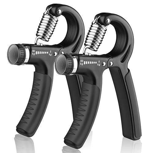AIXPI Grip Strength Trainer, Hand Grip Exerciser Strengthener with Adjustable Resistance 11-132 Lbs (5-60kg), Forearm Strengthener, Hand Exerciser for Muscle Building and Injury Recover - Black-2 pack