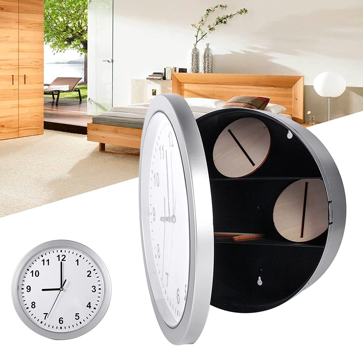 Reloj Reloj de pared seguro y caja de seguridad oculta en un reloj de pared secreto oculto Caja de contenedor seguro para guardar dinero, joyas, objetos de valor, almacenamiento en efectivo