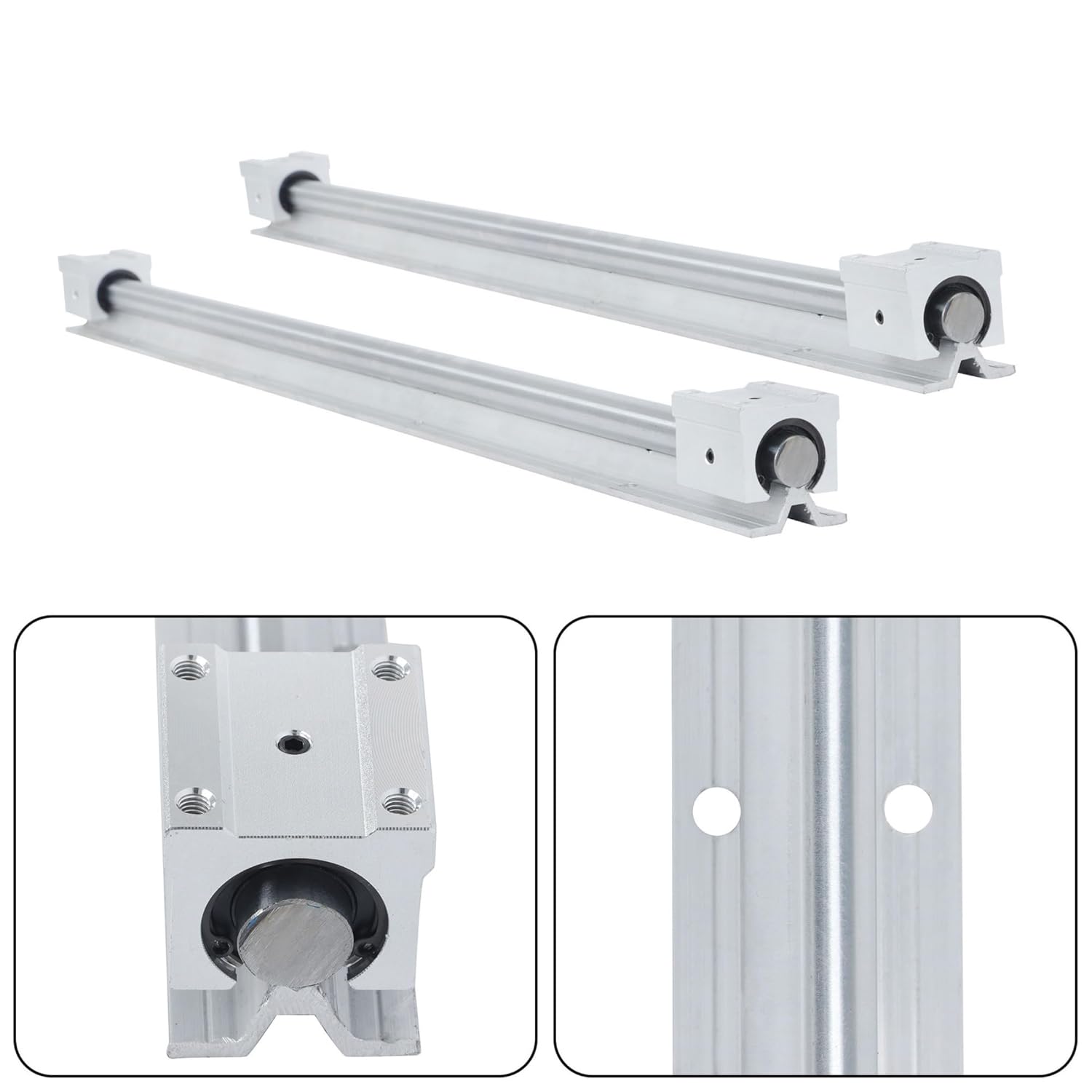 Linear Motion Guide 2 Pack SBR20-800mm Rails 4 Pack SBR20UU Square Bearing Blocks for Fully Supported Shaft Applications