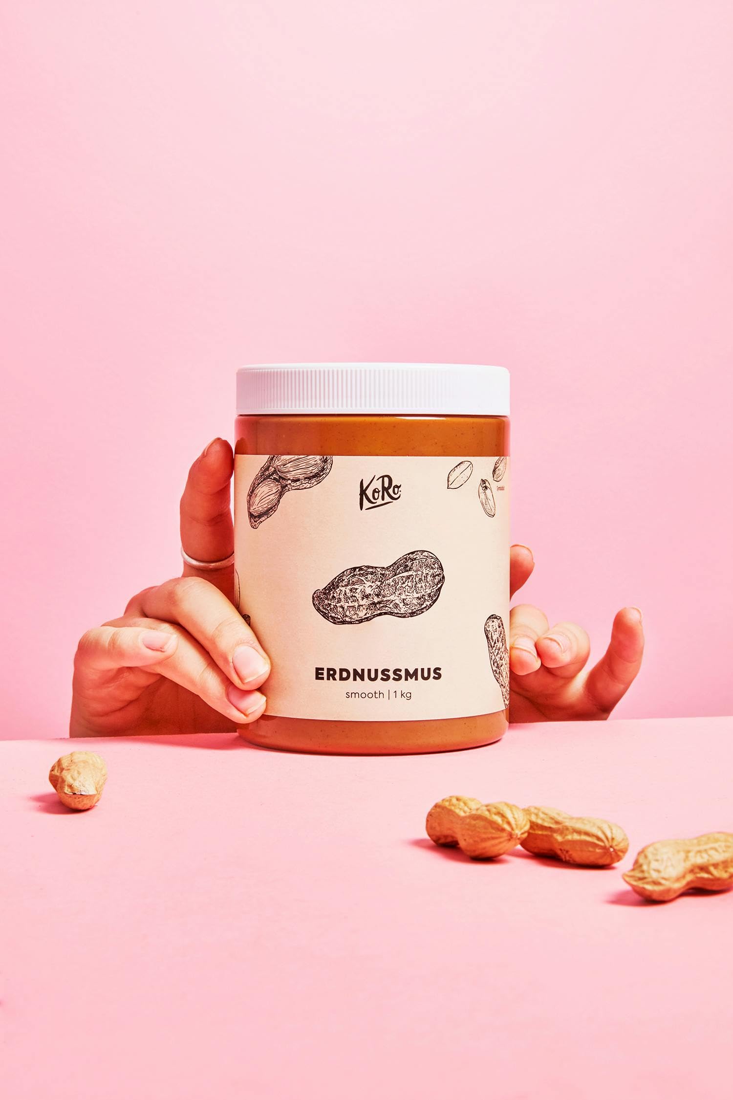 KoRo - Purée de cacahuètes - 2 x 1 kg - Consistance crémeuse - Sans sucre ajouté - Fabriquée à partir de cacahuètes torréfiées 100% sans graisse.