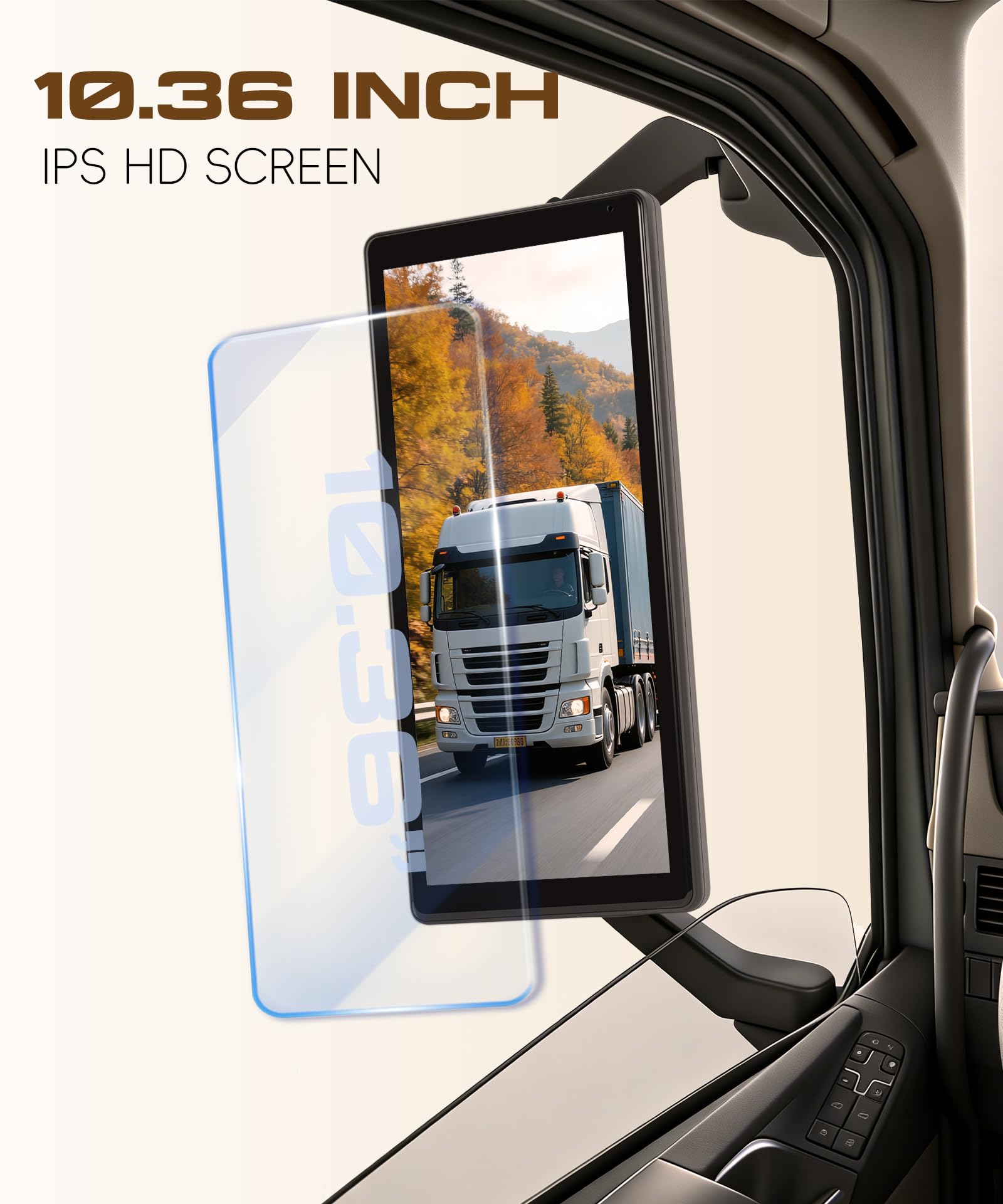 Rimoody LKW Spiegel Dashcam mit Fernglas Kamera, Rückspiegel mit Vertikalem Bildschirm für Lastkraftwagen Bus, 10.36 Zoll Touchscreen Monitor BSD Systeme/Nachtsicht/DVR/Loop-Aufnahme/IP68 Wasserdicht