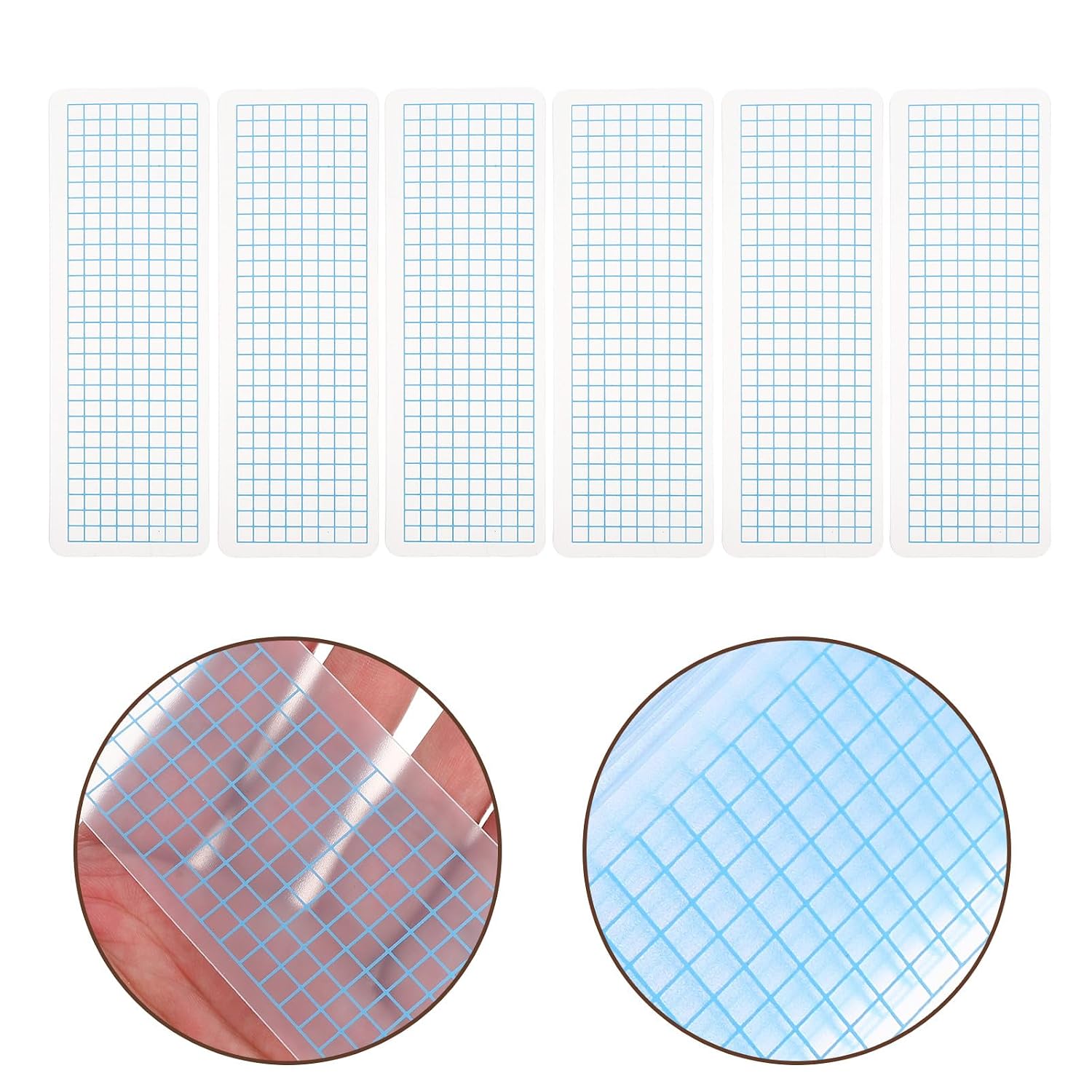 100pcs Blue Rounded Corner Tape Boards for Dispensing, Portable Patterned Tape Organizers with Grid Layout, Lightweight Sub-Packing Holders for Scrapbooking and Craft Storage