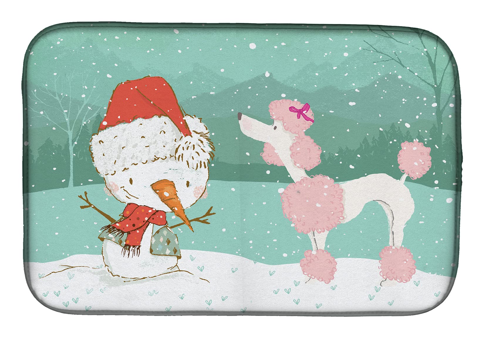 Tapis d'évier absorbant contre l'eau stagnante motif caniche Noël