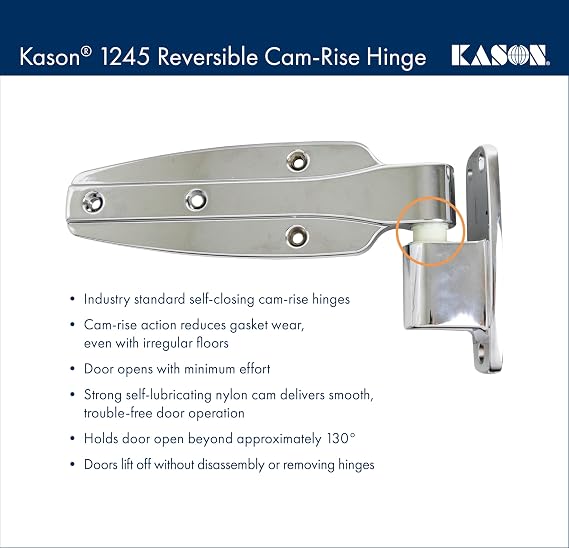 Kason 1245 Reversible Cam-Rise Hinge, Pack of 2, 1 to 3/4 Inch Offset, 11245000076