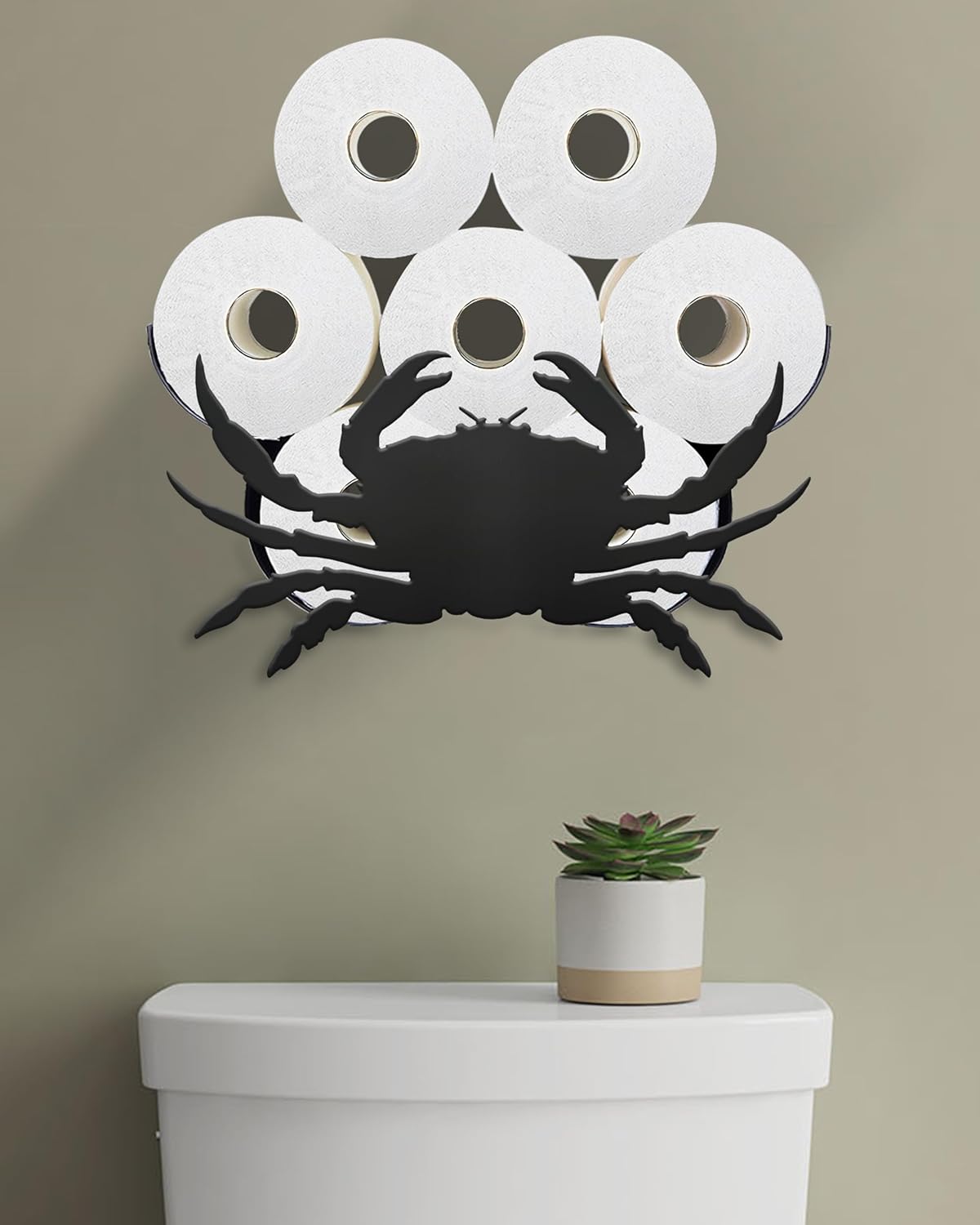 Crab Toilet Paper Holder for Extra 8 Rolls, Ocean Decorative Toilet Paper Storage Wall Mounted, Farmhouse Bathroom Animal Decor Accessories Storage Cabinet