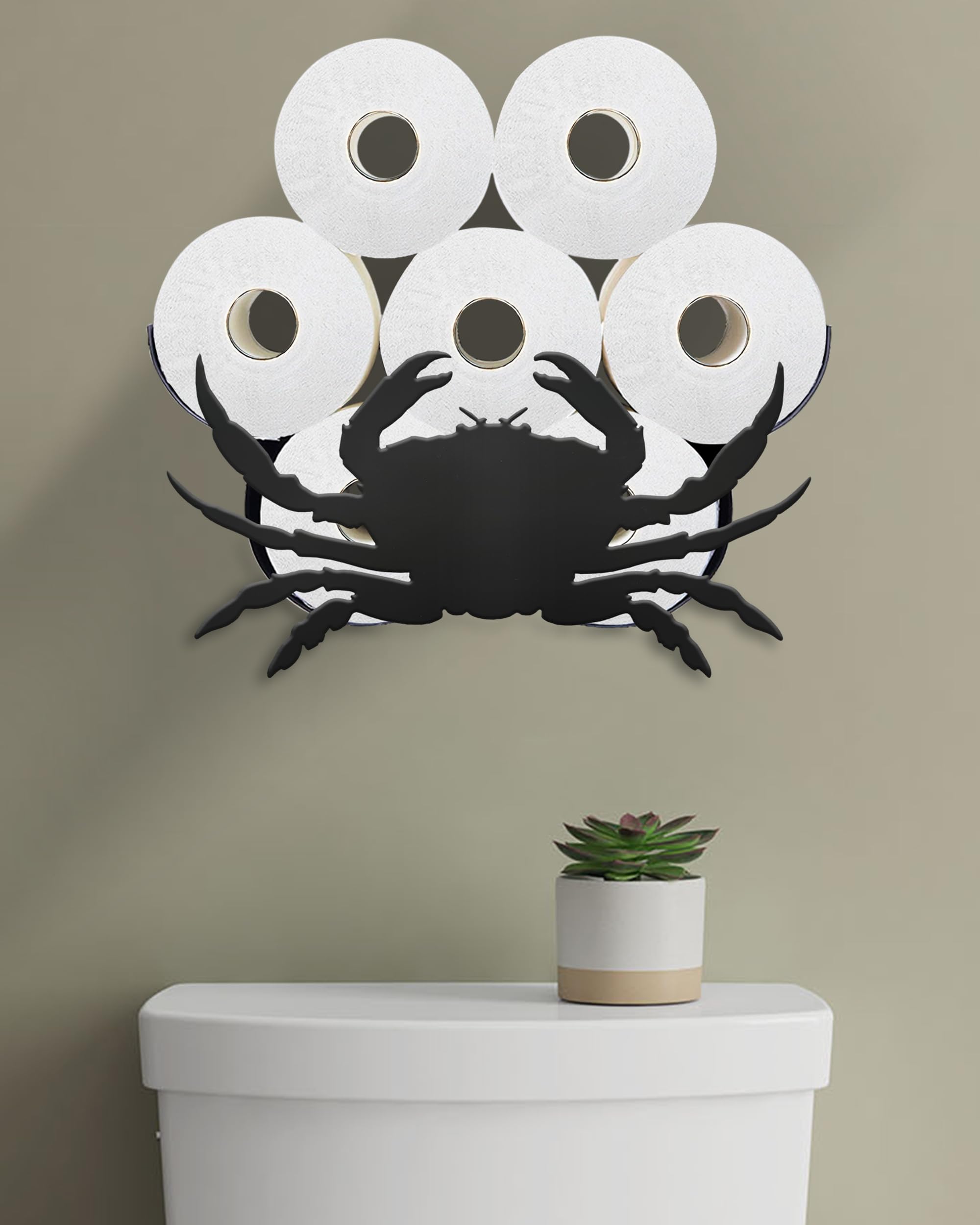 Wigag Crab Toilet Paper Holder for Extra 8 Rolls, Ocean Decorative Toilet Paper Storage Wall Mounted, Farmhouse Bathroom Animal Decor Accessories Storage Cabinet โ image 1