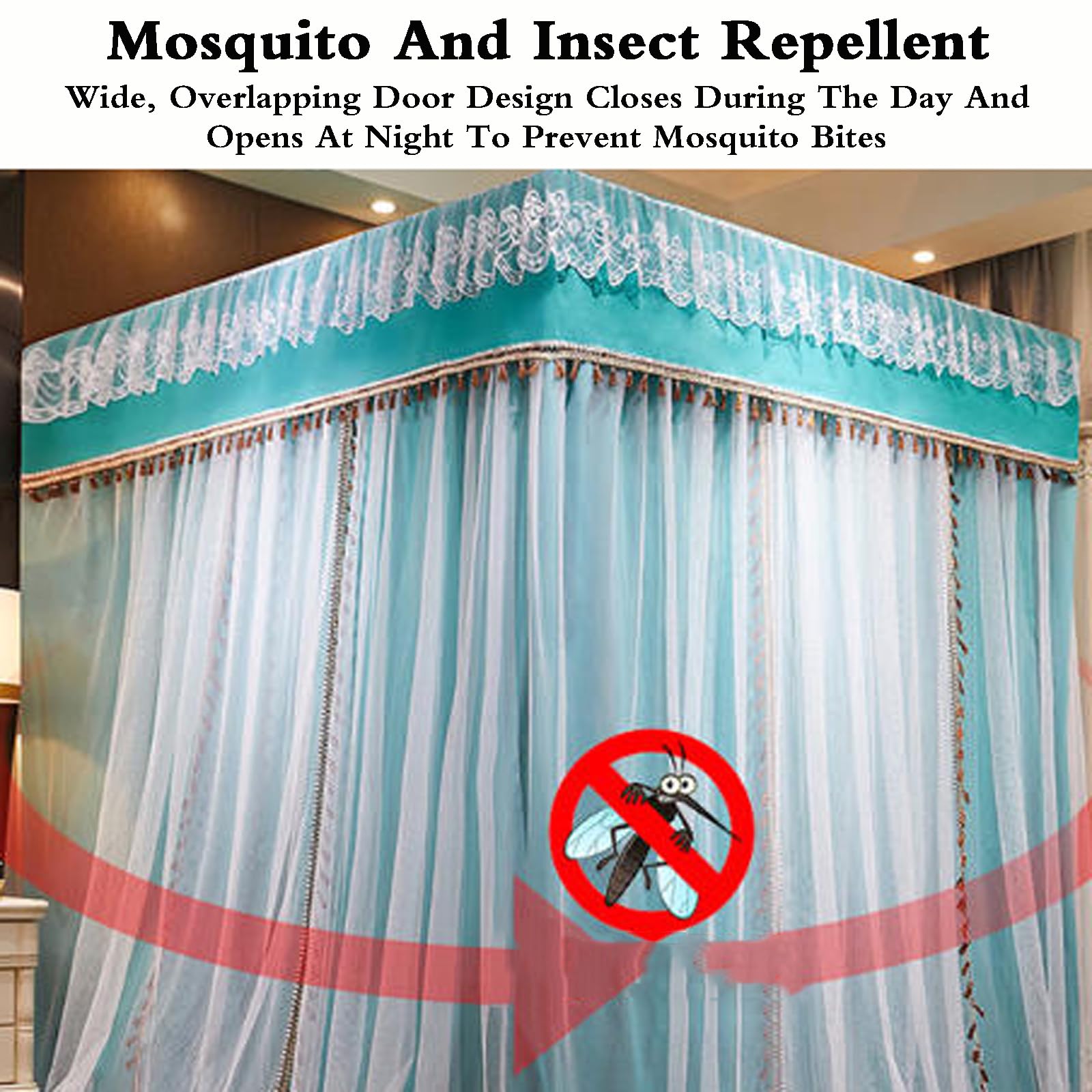 Moustiquaire double couche confortable pour lit de princesse, rideaux occultants pour lits à baldaquin, ciel de lit élégant pour lit king size, rideaux de lit de rêve