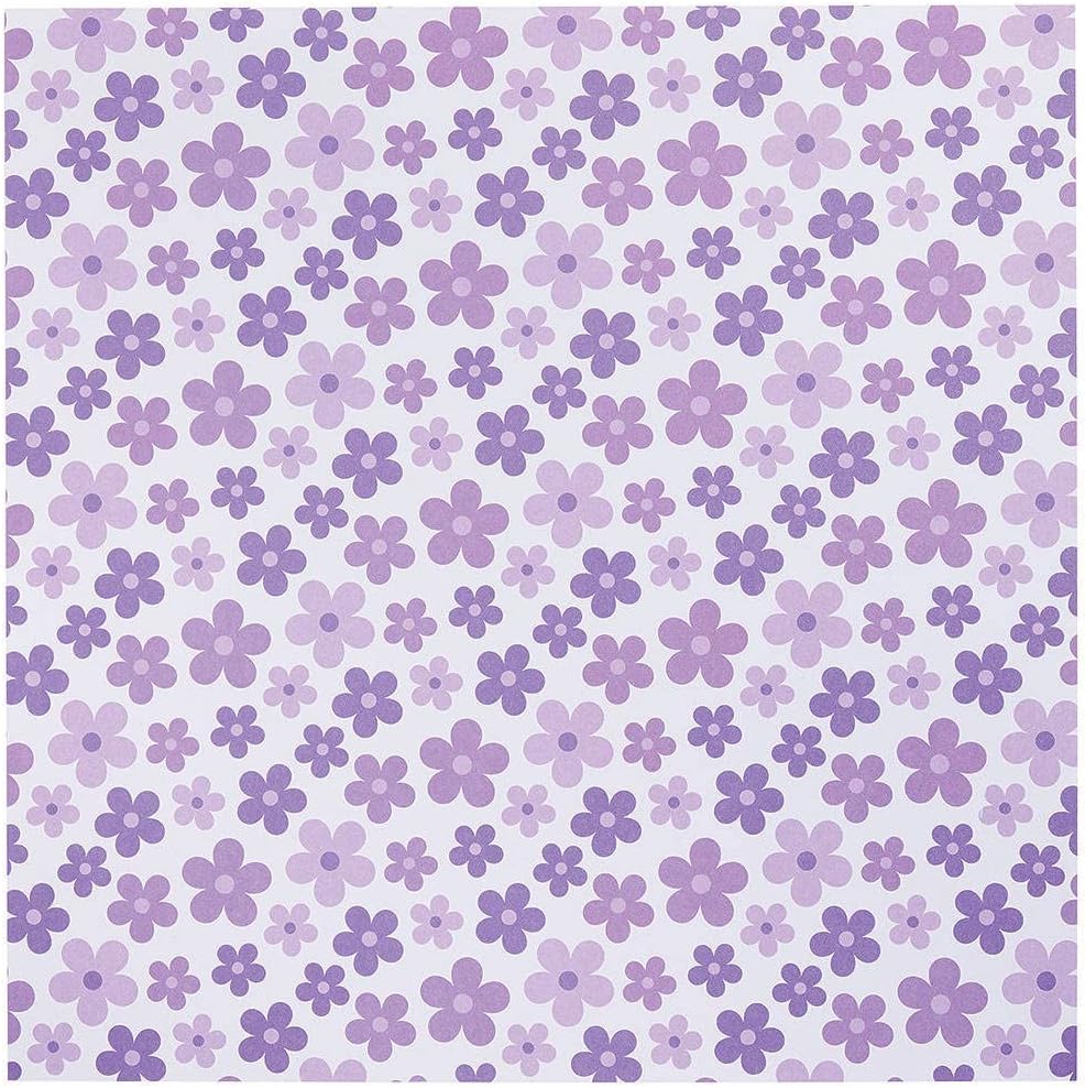 Baker Ross FC746 Flower Printed Paper Pack - Pack of 48 Sheets, Girls Crafts, Arts and Crafts for Kids, School Supplies