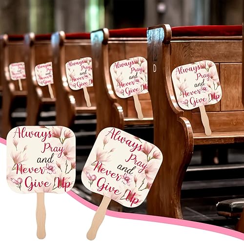 Miniatura 5 de Sherr Abanicos de mano inspiradores cristianos, fanáticos de la iglesia, ventiladores religiosos de mano de doble cara, ventiladores de sala de mano