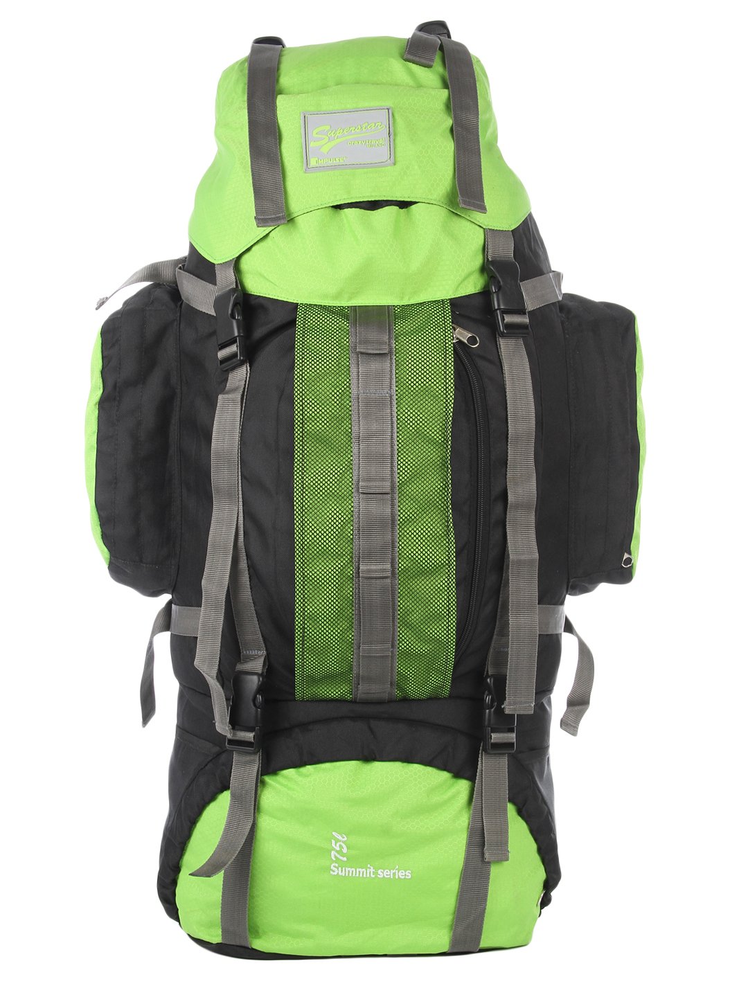 Impulse 68.58 Cms Green Trekking Standard Backpack (Impulse 68.58 Cms Front Net Green), 75 Litre