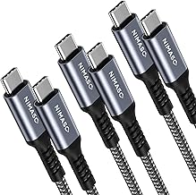 NIMASO USB C/Type C to Type C Cable (PD Compatible, 60W Rapid Charging, 6.6 ft + 2 m); Compatible with Type-C Models such as iPhone 16 Series, iPad mini 6 (2021), MacBook, iPad Pro/Air, Galaxy, Sony,