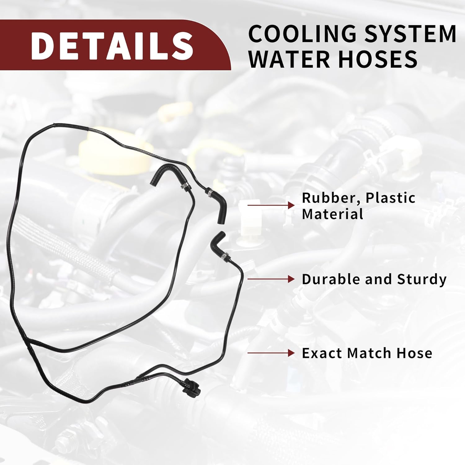 Radiator Coolant Hose Assembly for Ford Escape 1.5L L4 2017-2019 High Sealing No.GV6Z8B081G | Engine Coolant Overflow Hose Black 1 Pcs