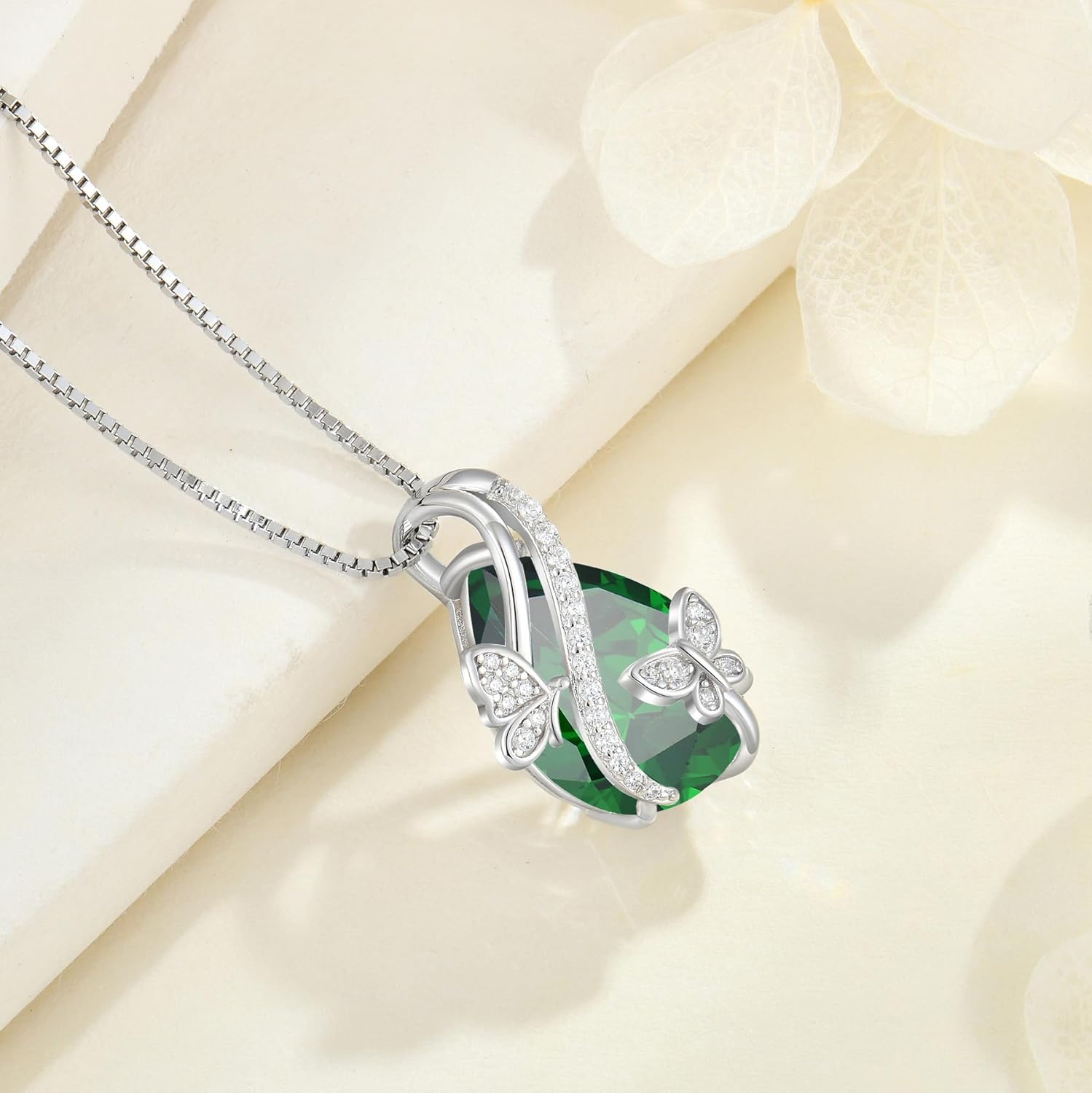 Butterfly Necklaces for Women Birthstone Pendant Necklace 925 Sterling Silver 5A Cubic Zirconia Jewelry Mother's Day Anniversary Christmas Birthday Gifts for Her - Image 3