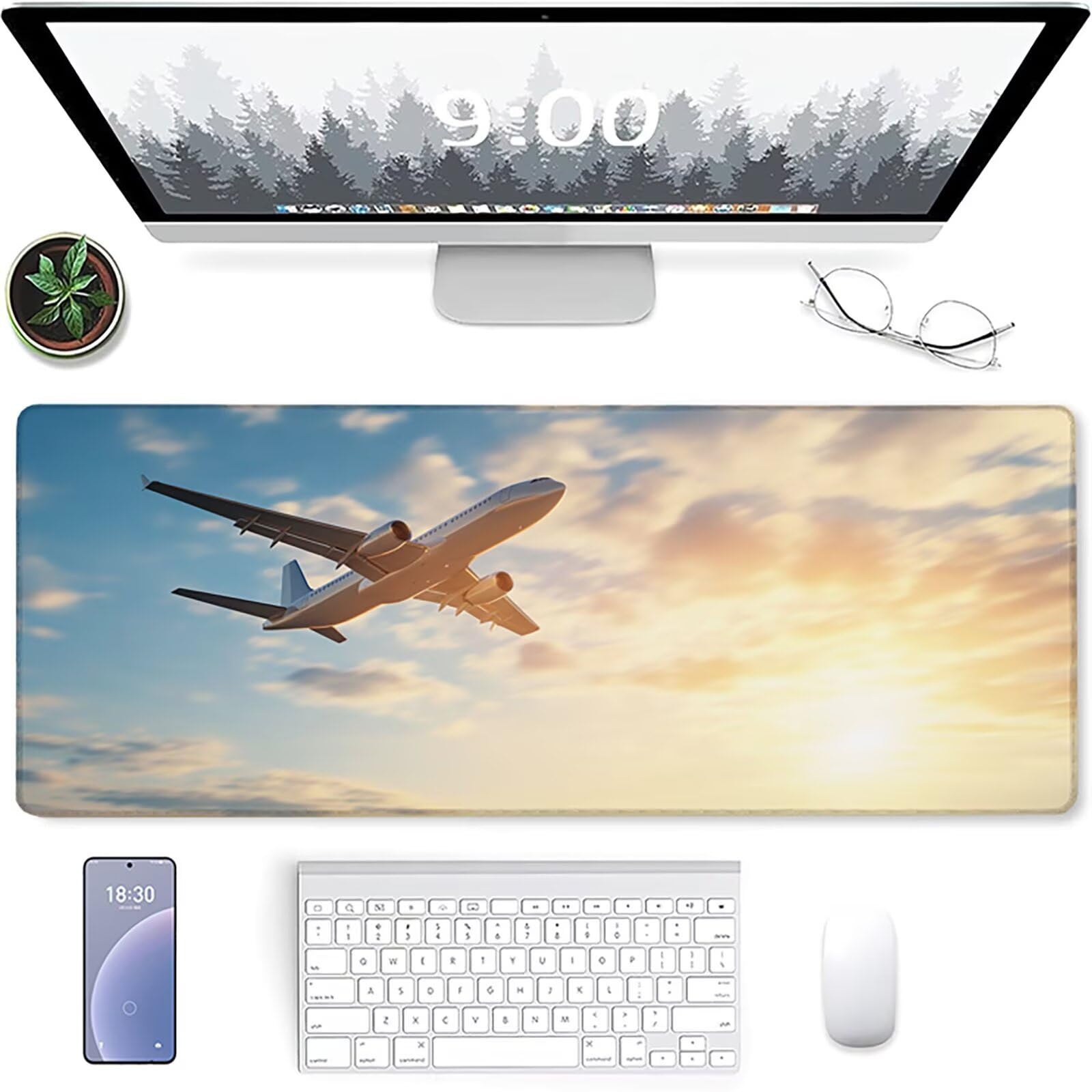 Tappetino Mouse Gaming Giallo Tappetino Mouse XXL 1200x600x3mm, Mousepad Aereo Sottomano Scrivania Grande con Bordi Cuciti per Pad PC Accessori Gaming, Ufficio Accessori Scrivania, Regalo Y-4739