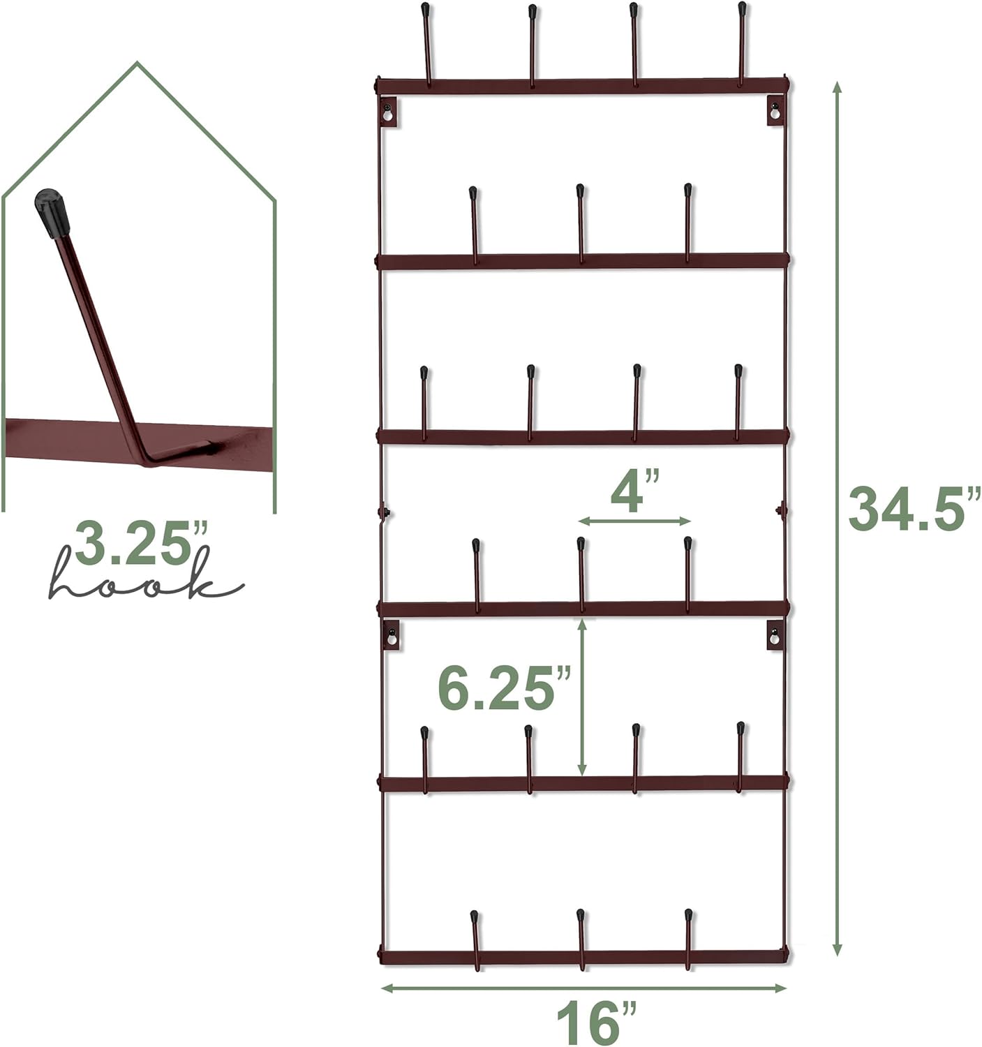 Mug Ra for Wall - Small Rustic Coffee Mug Holder Wall Mount Hooks