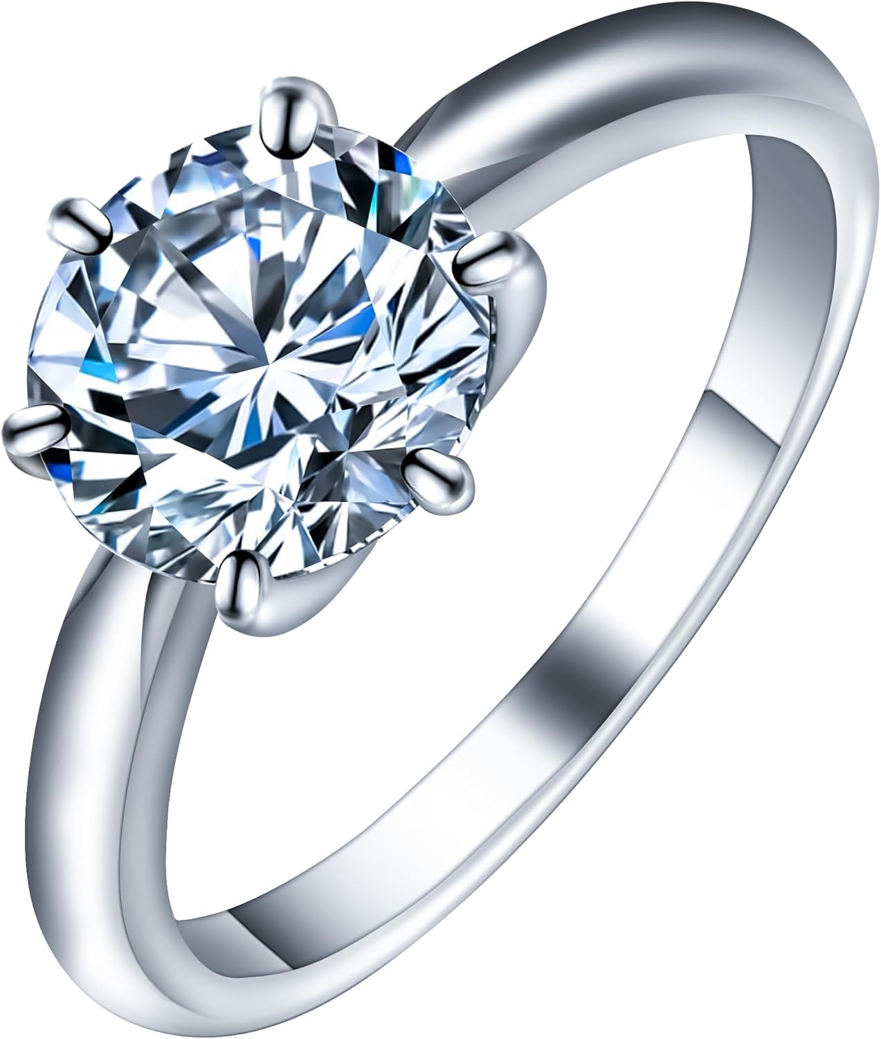 Jaxmoon Moissanite Solitaire Engagement Ring for Women's Promise Rings 3-5 CT D Color VVS1 Clarity, 925 Sterling Silver with 18K Gold Plated 6-claw Moissanite Rings for Women Gift