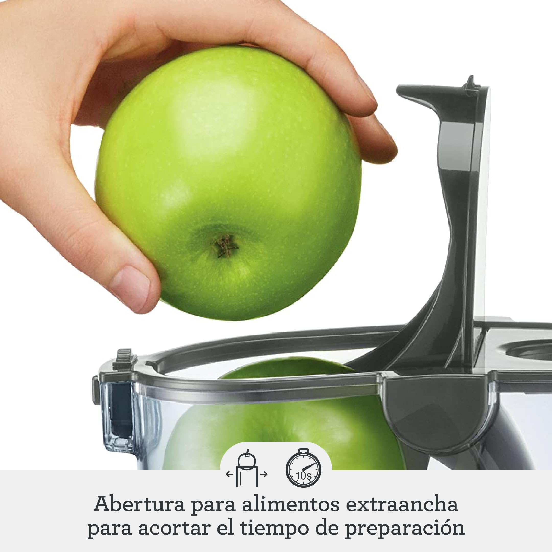 Sage Big Squeeze, Exprimidor de Fruta para Zumos y Smoothies, Plata | Exprime Alimentos Enteros con Gran Canal de Alimentación, Motor Silencioso de 240W, Tapón para Mezclar