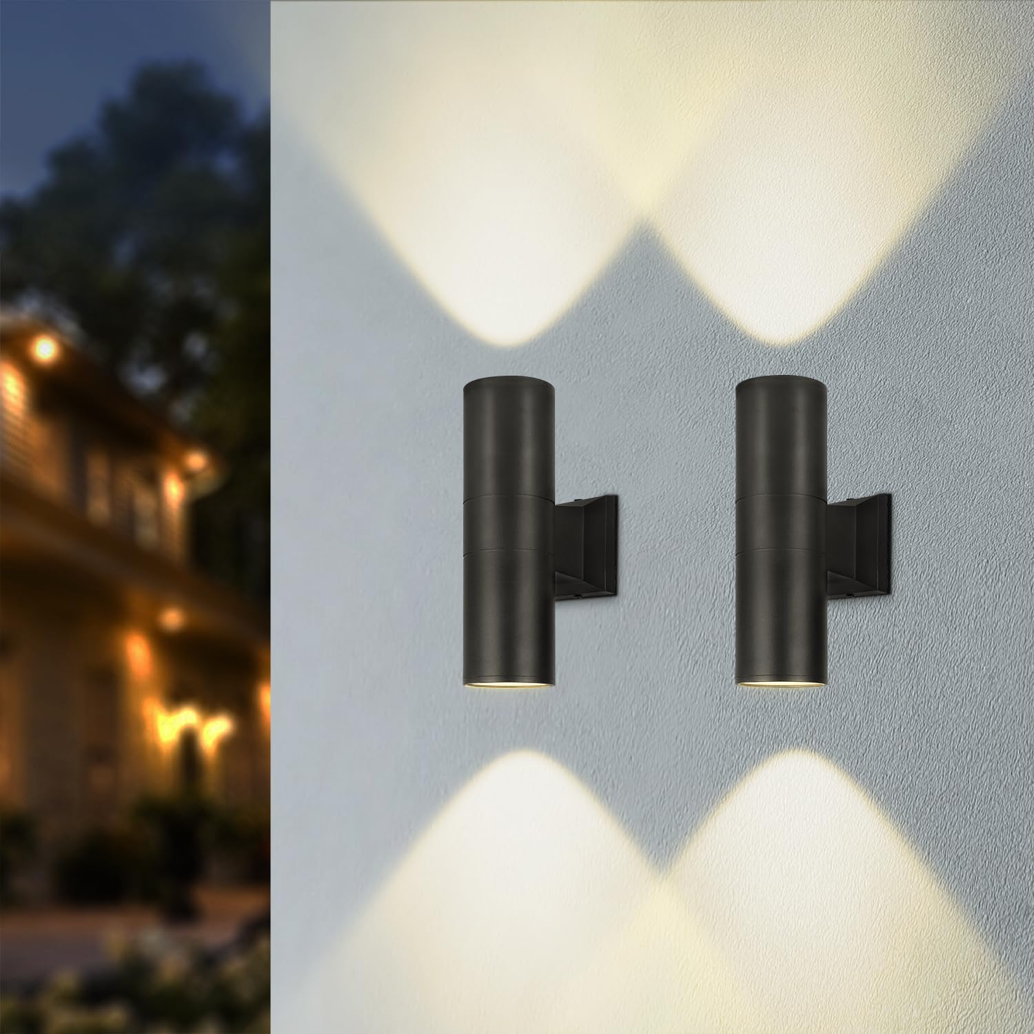 CANMEIJIA Outdoor Wall Lights 2 Pack Outside Wall Lights Mains Powered E27 Black Aluminium IP65 Waterproof Porch Light for Balcony, Courtyard, Garden