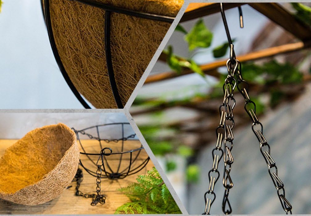 Fake Green Planting Hanging Basket with Chain Flowerpot for Home Balcony Indooor Decoration Hanging Basket Rose Flower Artificial Red (Small Basket)