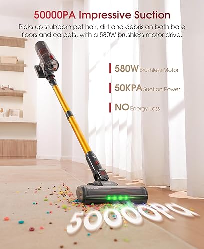 Miniatura 4 de UNINELL HOME Cordless Vacuum Cleaner, 50000Pa 580W 70Mins Vacuum Cleaners for Home,Anti-Tangle Stick Vacuum Self-Standing, Handheld Vacuum