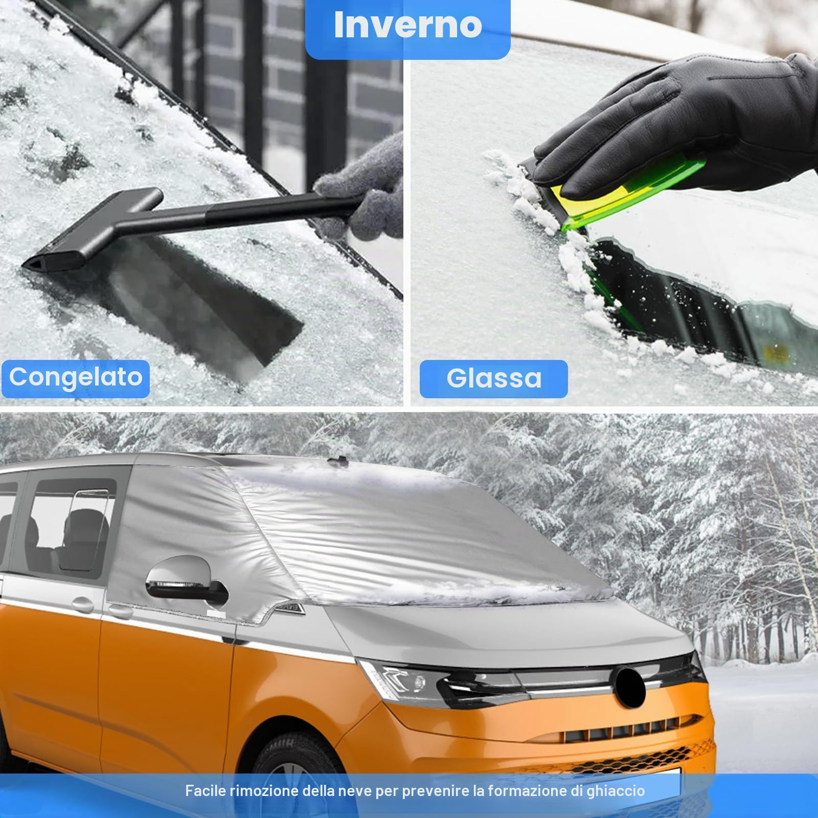 Copertura Parabrezza Auto Compatibile con VW T7, Parasole per Finestrino Anteriore, 100% Oscuramento, Blocca I Raggi UV, Resistente Alle Intemperie