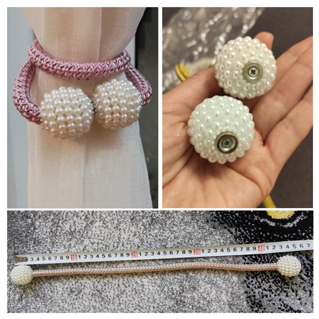 4 Pcs Perle Magnétique Rideau Clip Rideaux Titulaire Embrasse Boucle Boule Suspendue Boucle Attache Arrière Rideau Accessoires (Couleur : A, Taille (A comme Le Montre l'image)