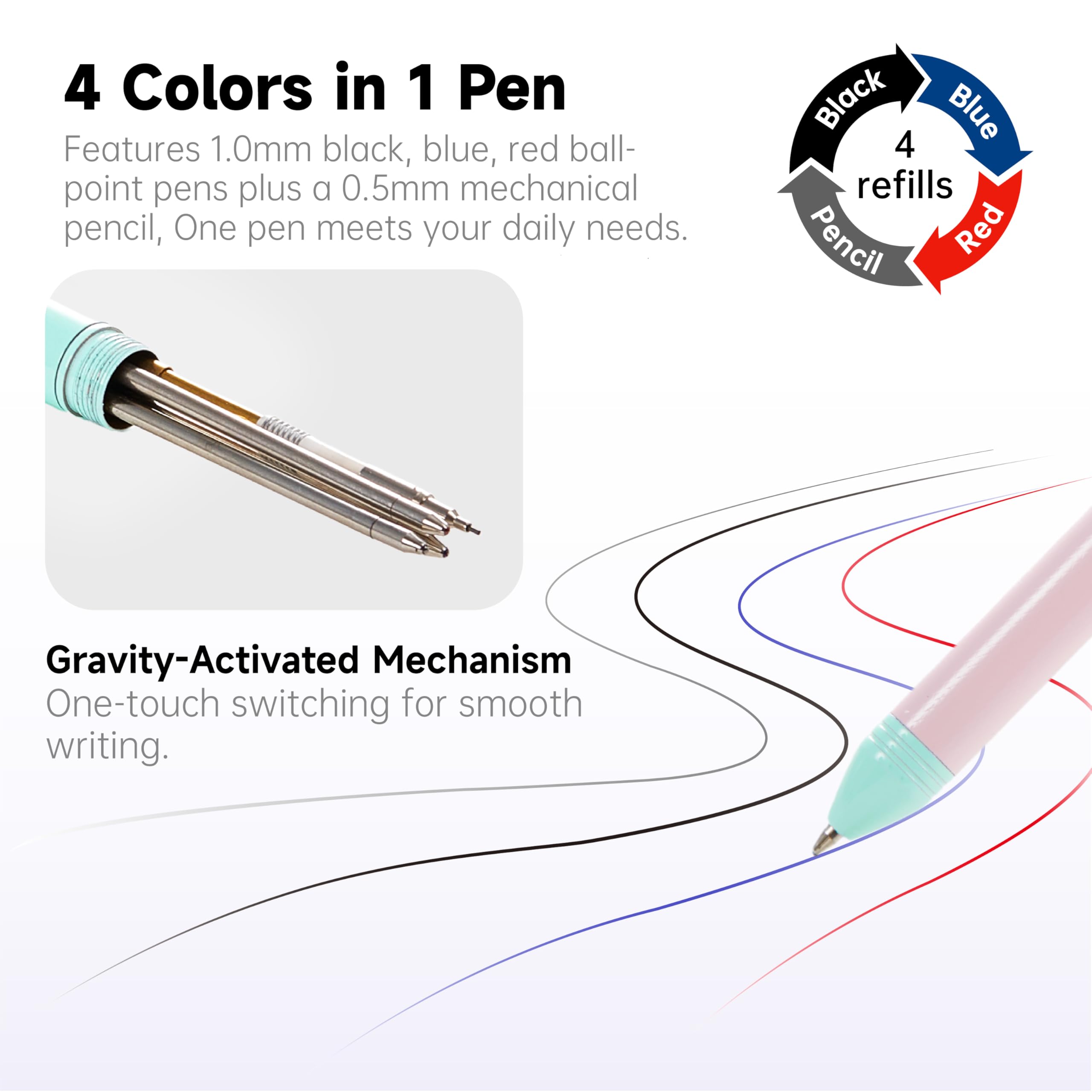 Amazon.co.jp: Shuttle Art 多機能ペン 2本セット 4色ボールペン 1mm