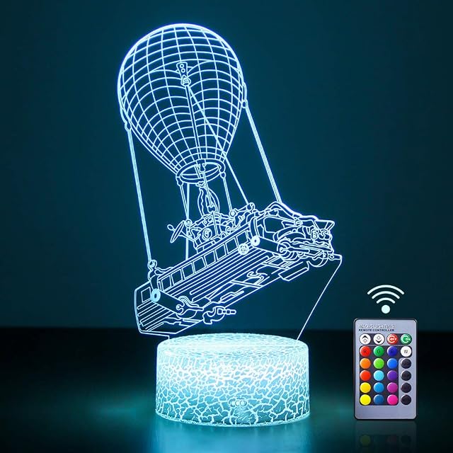 WHATOOK Battle Bus 3D Night Light 16 Colors Changing USB Powered Illusion Lamp, Hot Air Balloon 3D Lamp Home Decor Children's Birthday/Mother's Day Gift