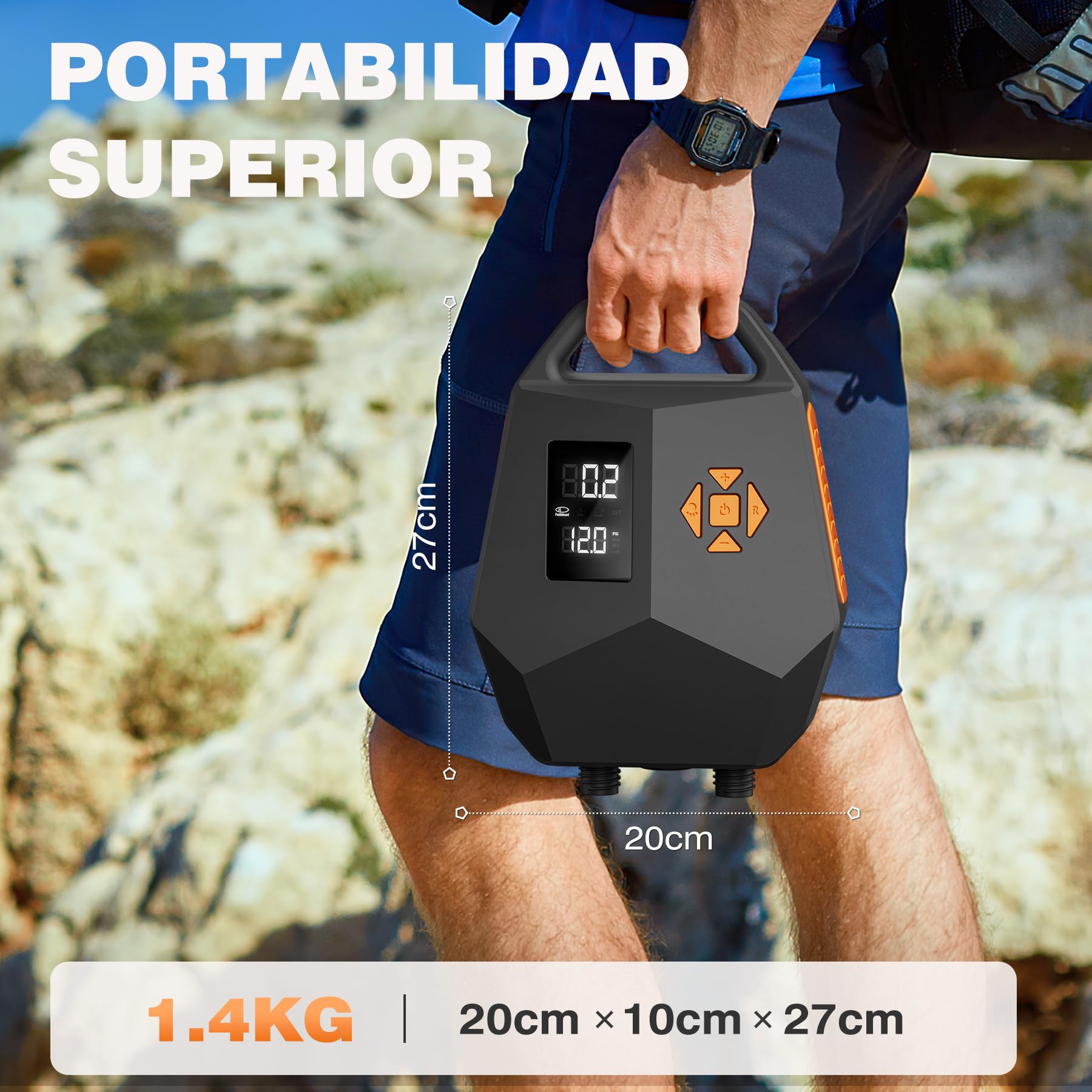 Bomba eléctrica SUP 20 PSI – Bomba de aire de doble motor con parada automática, adaptador de coche 12 V para tablas hinchables, kayaks, barcos – Inflado silencioso y rápido