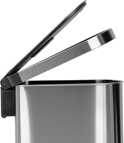 Miniatura 2 de Bote de basura de 50 litros13.2 galones de cierre suave, resistente a las manchas con pedal y filtro integrado, acero inoxidable, acabado elegante