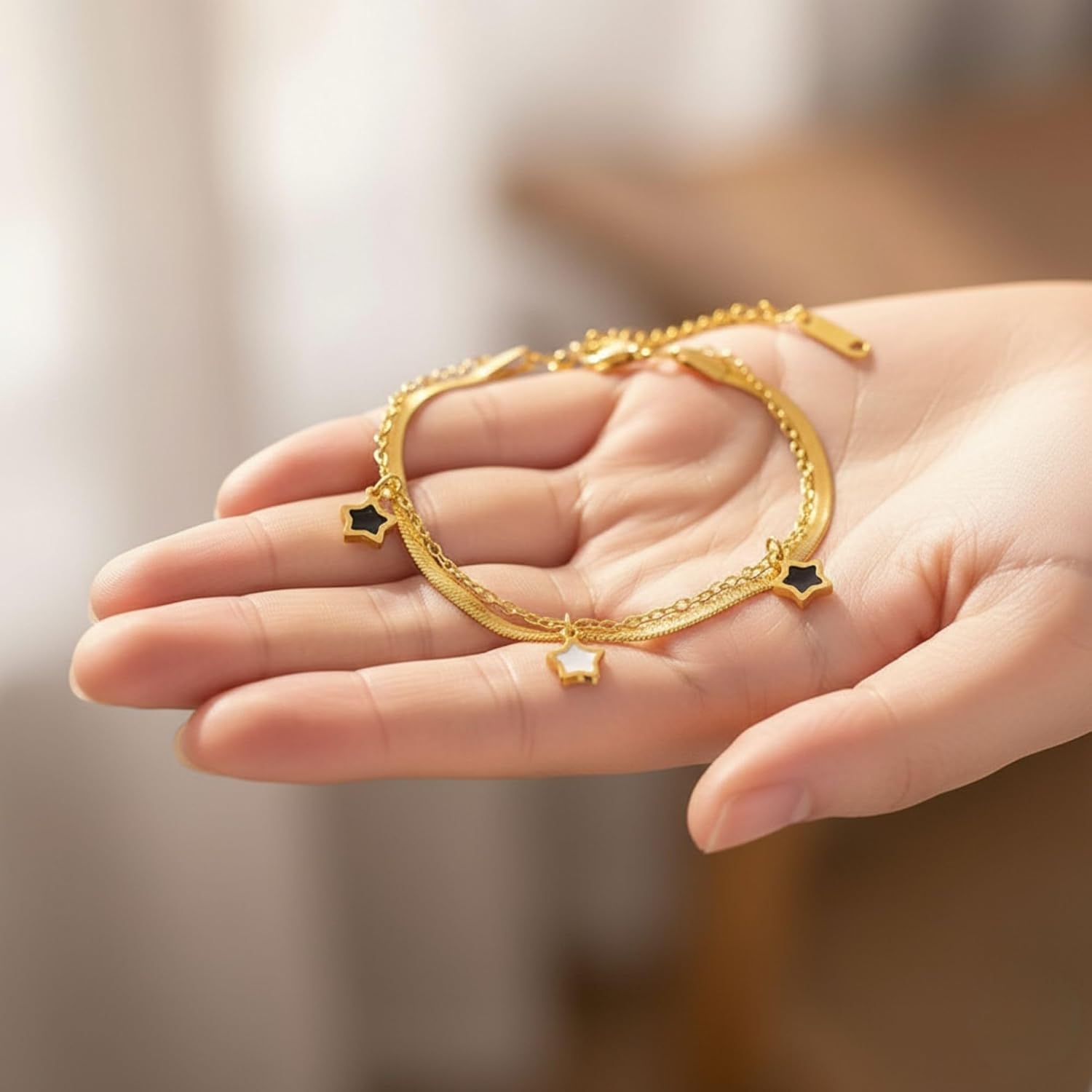 Solza Gold Bracelet for Women – Stainless Steel Chain Link Jewelry, Adjustable Non-Tarnish Gold-Plated Bracelet, Stylish Stackable Bracelet for Everyday & Special Occasions - Image 5