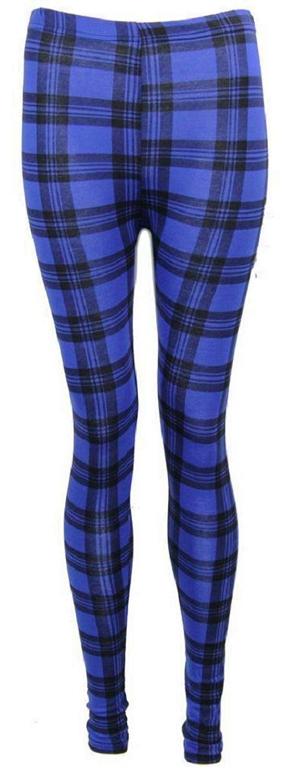Metluq M0d4 Women's Blue Tartan Full Length Printed Legging Jeggings Stretchy Pants Skinny Leggings (, Uk 8-10)