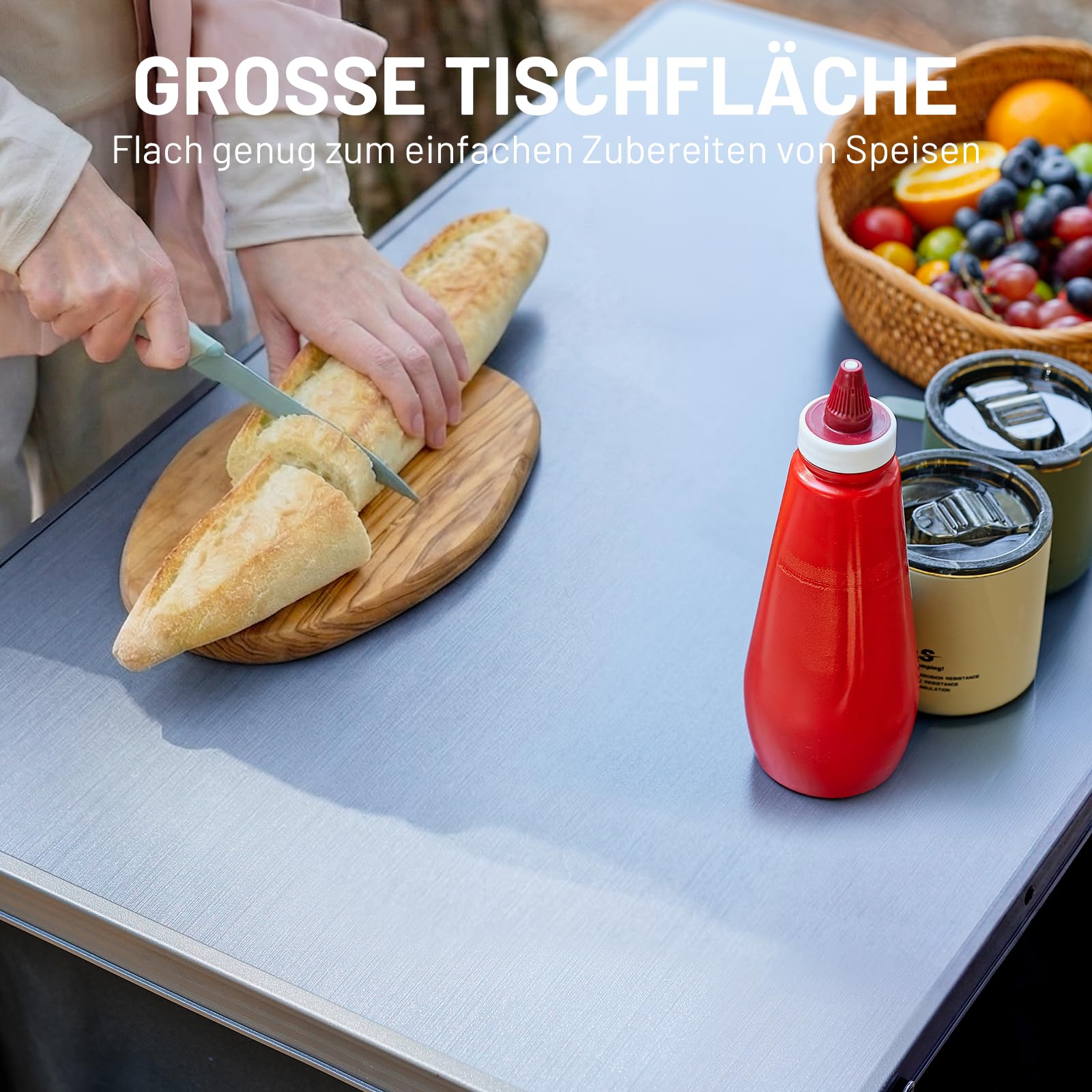 TIMBER RIDGE Campingküche Campingschrank Faltbar Aluminiumgestell Camping Regal Klappbar Outdoor Faltschrank All-in-one Küchenbox mit Tragetasche