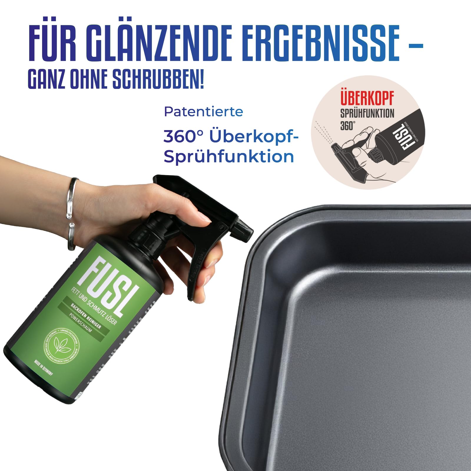 Reinigungsset 3x500 ml + Kupferschwamm – Krustenlöser, Fettlöser & Backofenreiniger Power-Schaum für Grill, Backofen, Pfanne, Ceranfeld & mehr – stark gegen Eingebranntes & fettige Rückstände