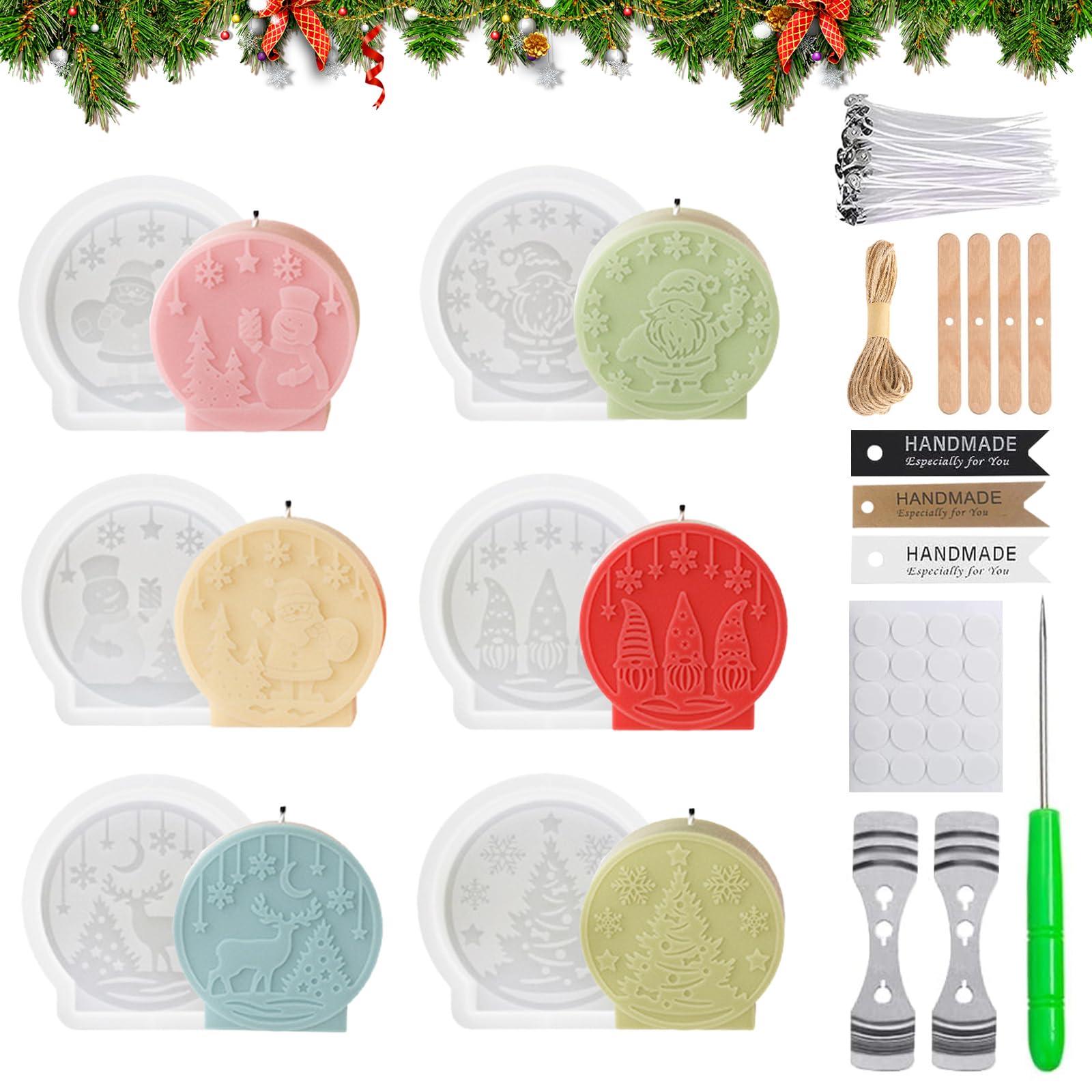 Moulage Bougie Kit 4 Moules à Bougies En Silicone - Formes Noël & DIY | Parfait Pour Création De Bougies Maison Moule Pour Bougie En Silicone