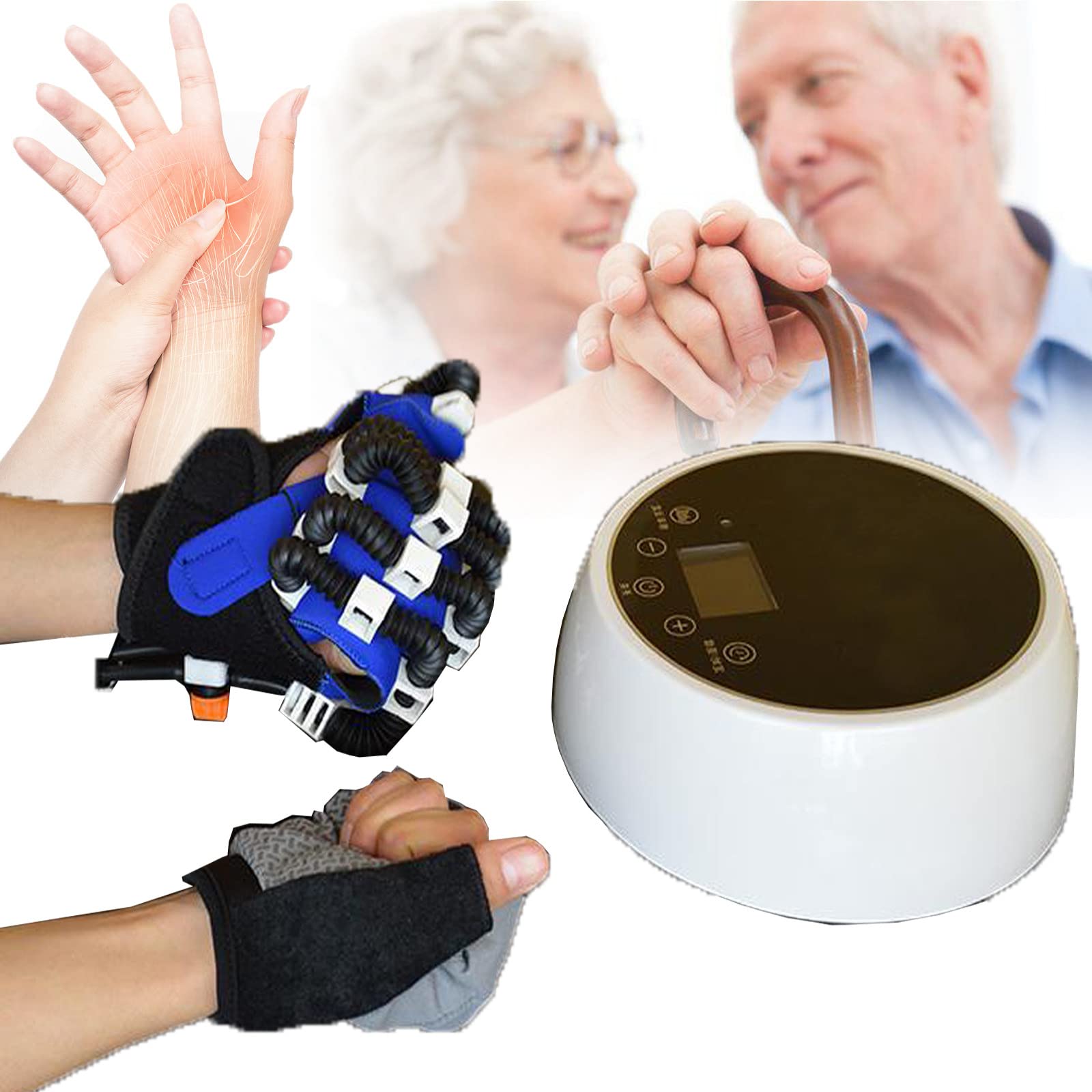 Rehabilitation Robot Gloves,Hand Device for Stroke Hemiplegia Finger Straightening Brace Guard,Control The Spasms and Stiffness of The Fingers,Pneumatic Does Not Damage T