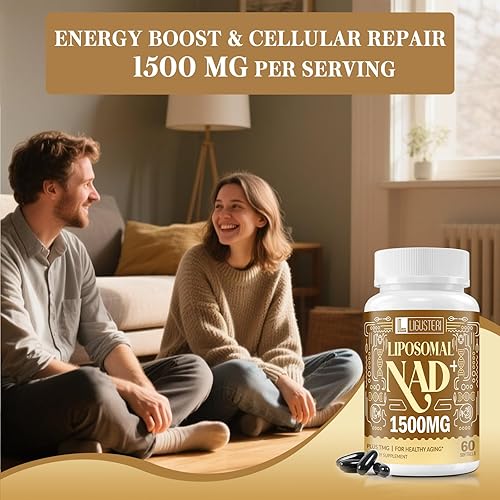 Miniatura 4 de Suplemento NAD de 1500 MG, suplemento liposomal NAD+ con TMG, 98% + absorción, NAD puro Plus, defensa del envejecimiento sin OMG, energía celular,