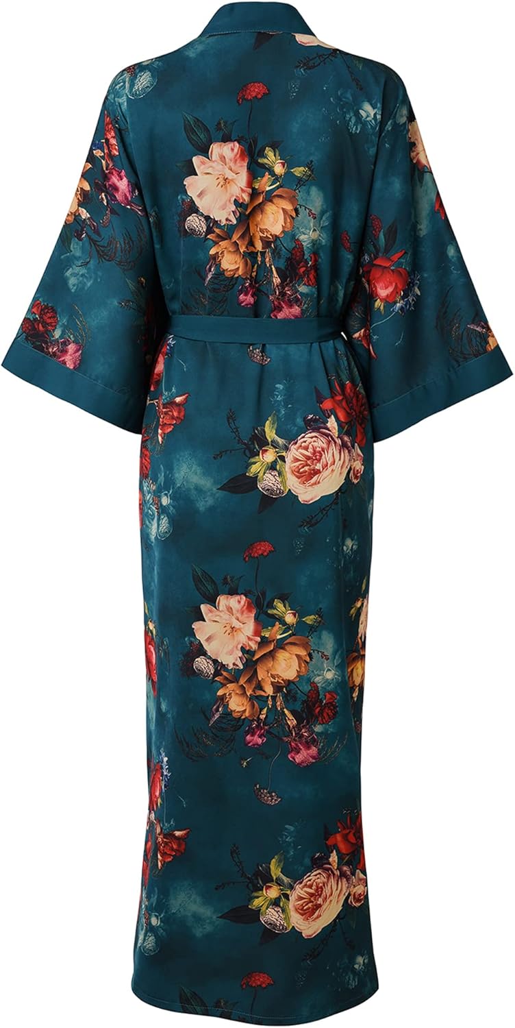 Ledamon Women's Kimono Robe Long for Women - Pocket Floral Bathrobe - Image 2