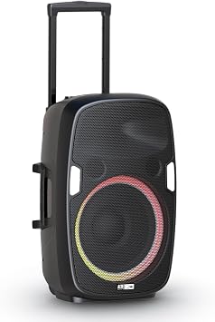 Altec Lansing - SoundRover Wireless Trolley Bluetooth Speaker with Microphone, Rechargeable System Speaker for Parties, Karaoke DJ with Led Lights and USB Smartphone Charger