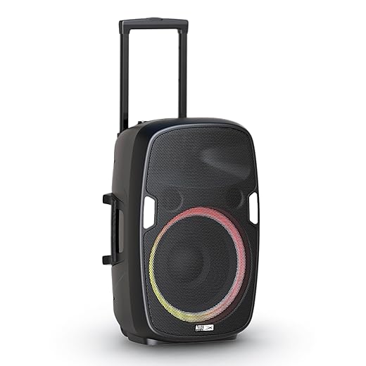 Altec Lansing SoundRover Wireless Trolley Bluetooth Speaker with Microphone, Rechargeable System Speaker for Parties, Karaoke DJ Speaker with Led Lights and USB Smartphone Charger