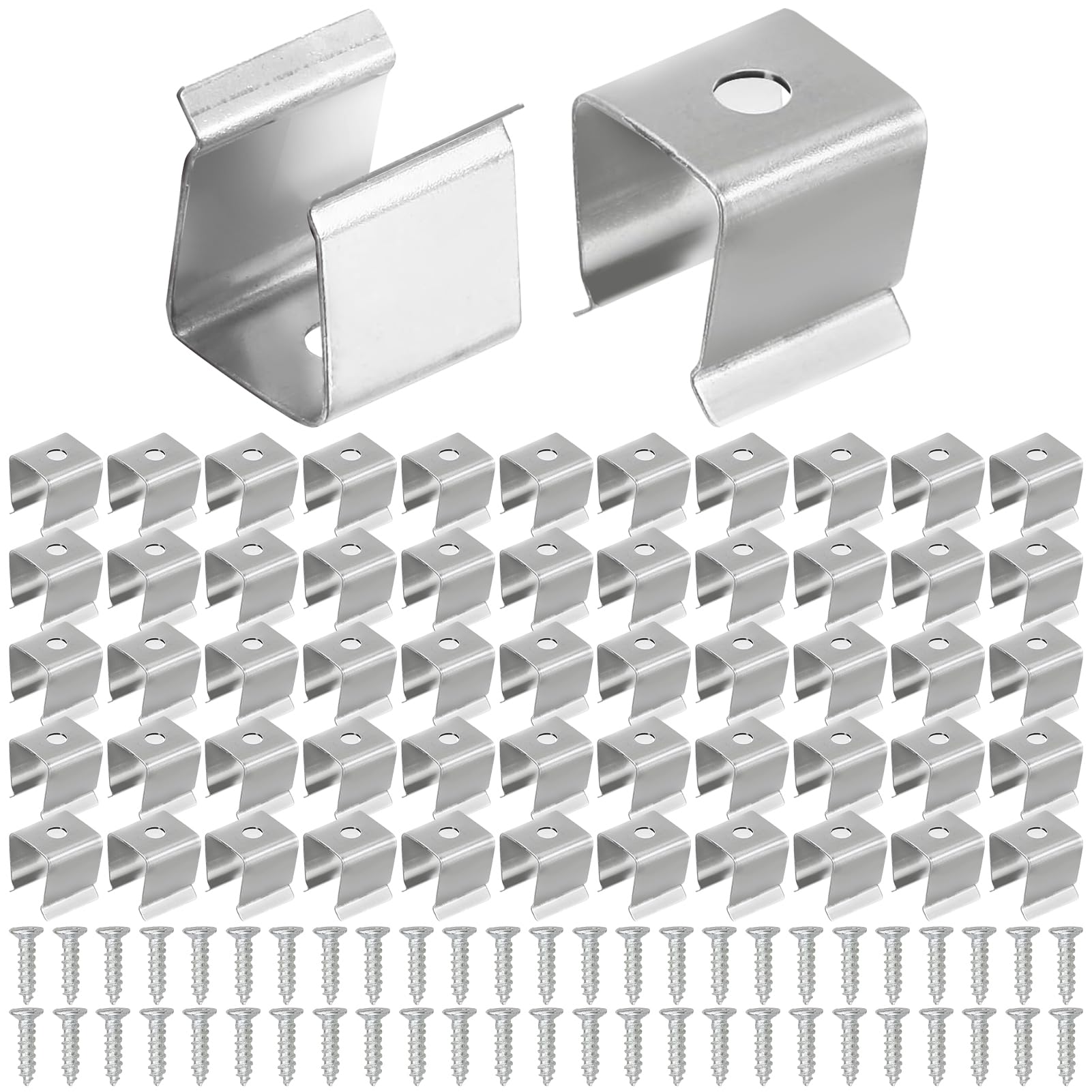 Jiakalamo Pack of 50 Light Tube Clips with Screws, Replacement Cable Clips, Light Strip Clips, LED Light Tube Clip