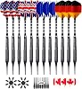 12 Pack Soft Tip Darts - Plastic Tip Darts 17 Grams with 100 Extra Dart Tips, 15 Flights, Dart Flight Protector, Aluminum Shafts and Rubber O-Rings