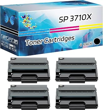 SP 3710X Toner Cartridges Compatible for Ricoh M 320F P 311 SP 3710DN SP 3710SF Printers, High Yield 8000 Pages, with Chip High-Definition Printing 4 Pack Black