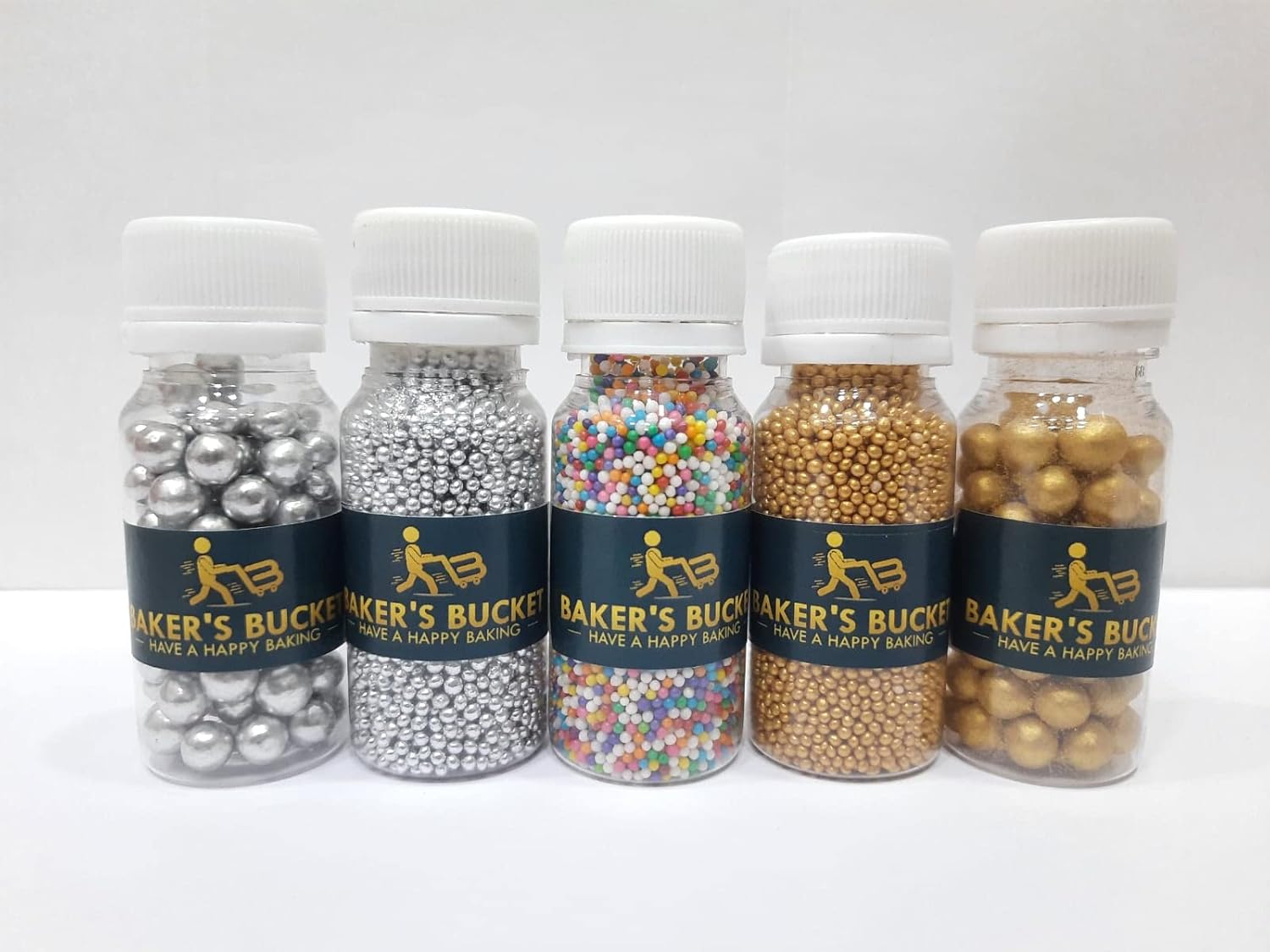 Baker's Bucket Sprinkles for Cake Decoration Silver ball 0, Silver