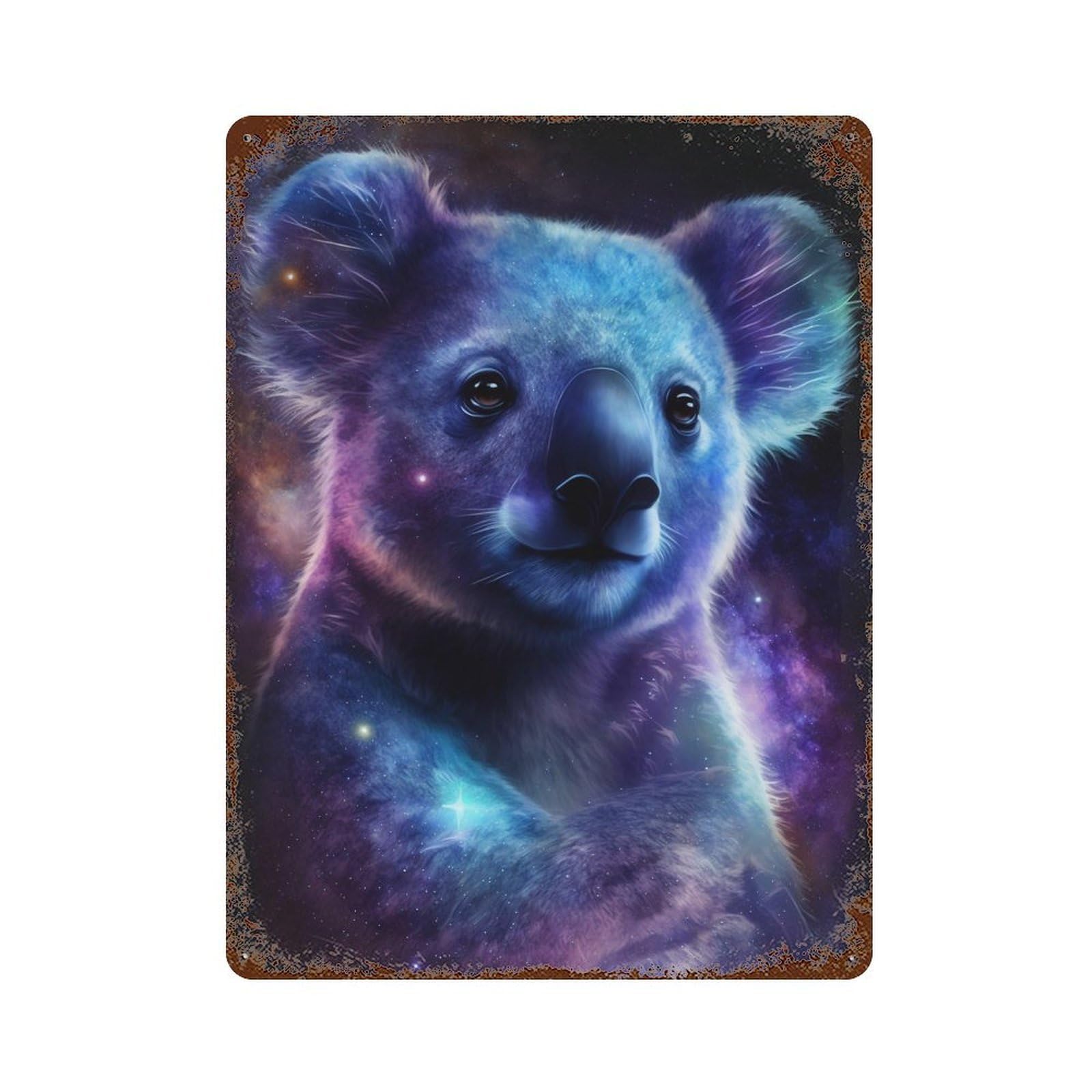Cosmic Koala Art Print-12 Rust Effect Tin Sign 15.7"x11.8", for Farmhouse, Kitchen And Entryway Decor, Decorative Metal Wall Art