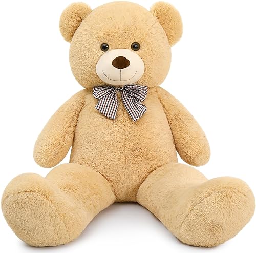 MaoGoLan Oso de peluche gigante de 4 pies 47 pulgadas, color marrón claro, animal con relleno para niños y novio