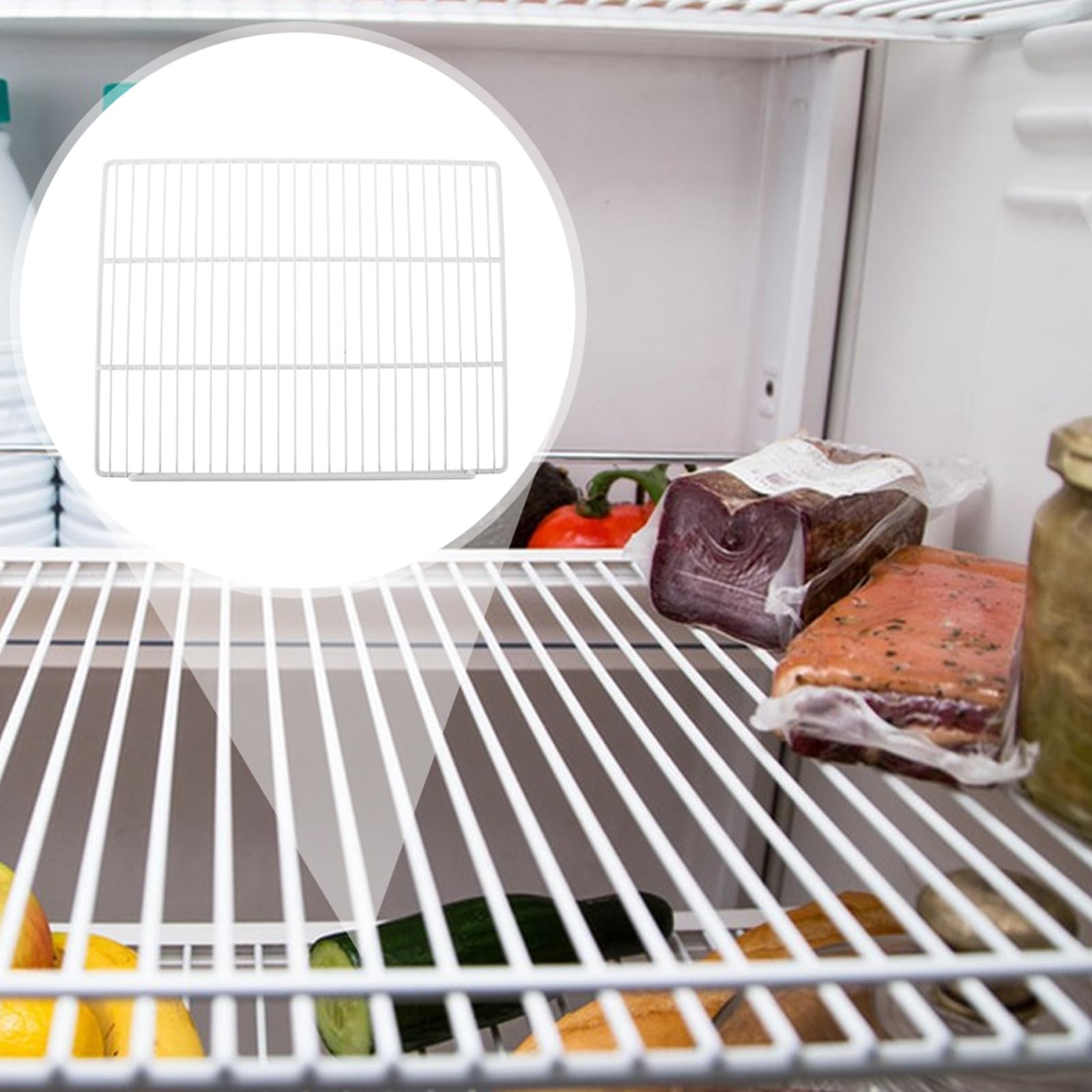 Mobestech Ripiano per Frigo in Acciaio Bianco, Divisorio per Freezer 1 Pz | Griglia Bordi Aperti, Portata Elevata, Facile da Pulire, Spazio Regolabile per Scaffale Interno