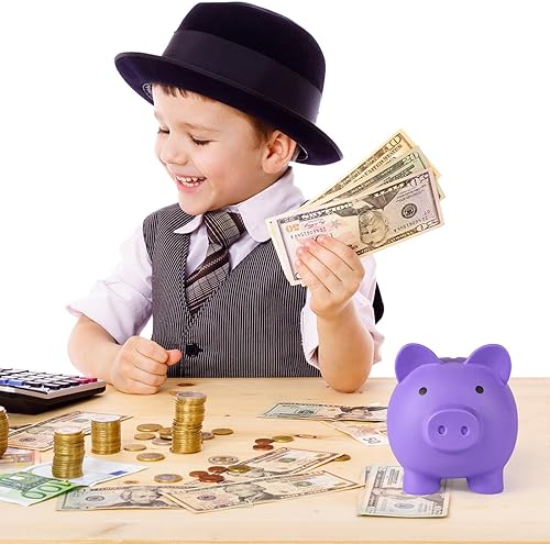 Miniatura 46 de Alcancía de plástico irrompible, alcancía para niñas y niños, tamaño mediano, regalos prácticos para cumpleaños, Pascua, Navidad (rojo)